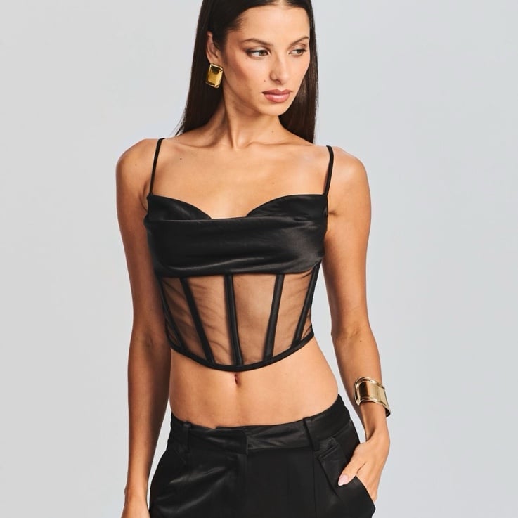 Retrofête Holly Black Corset Top