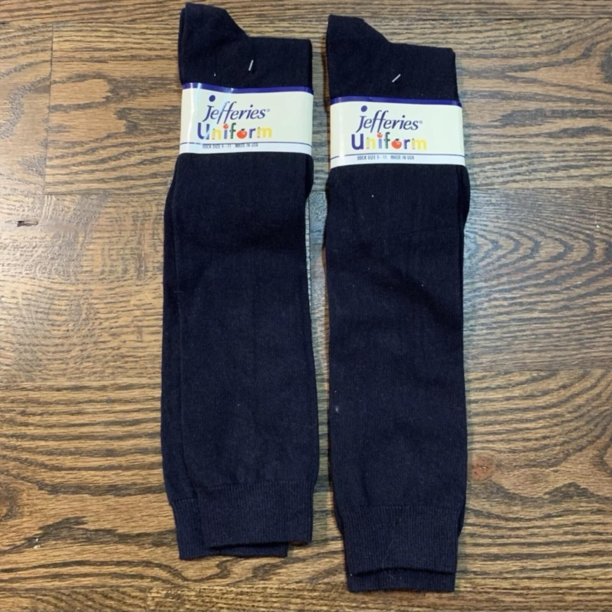 NEW Lot Of 2 Jefferies Uniform Solid Navy Blue Socks Size 9-11 Girls School