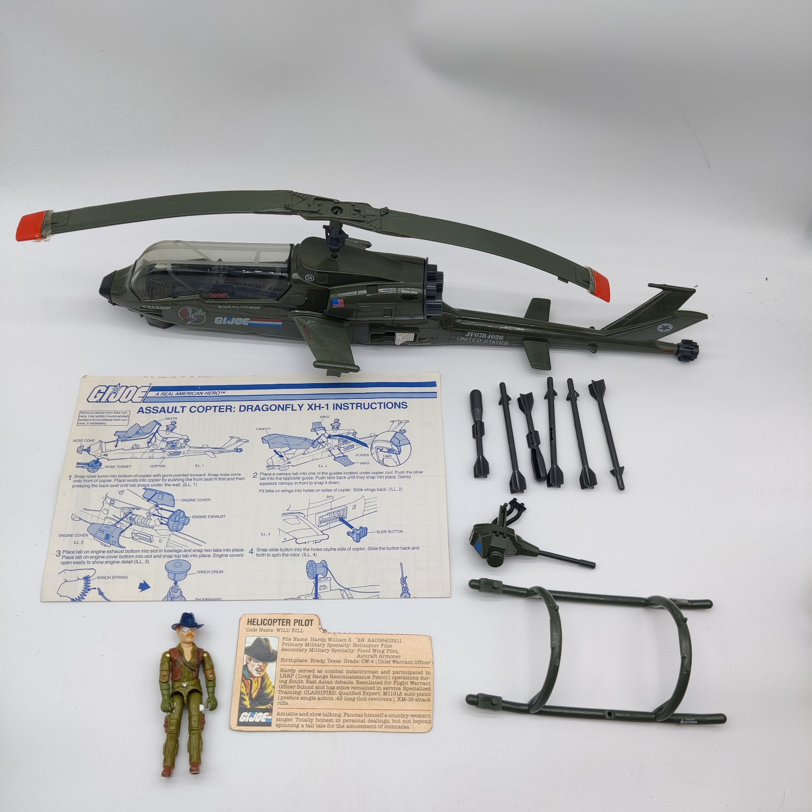 1983 GI Joe DRAGONFLY WILD BILL 100% Complete