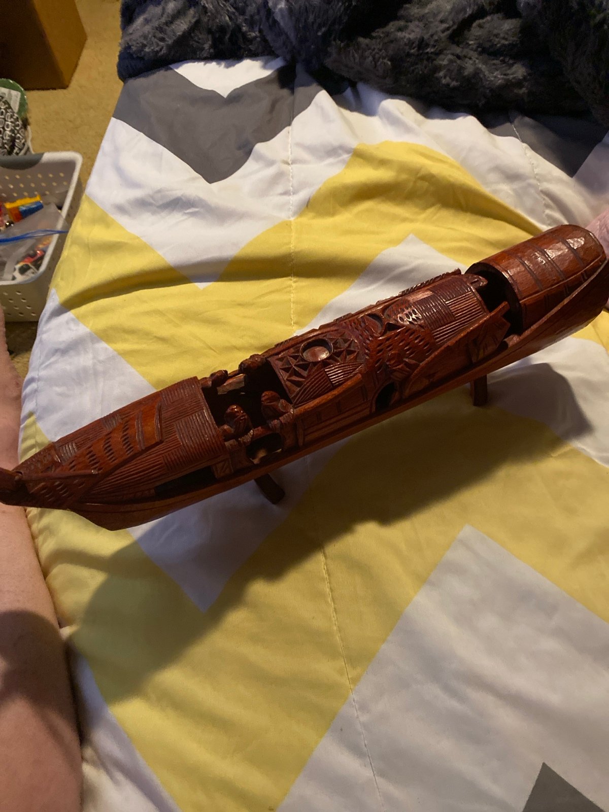 Hand carved bamboo boat