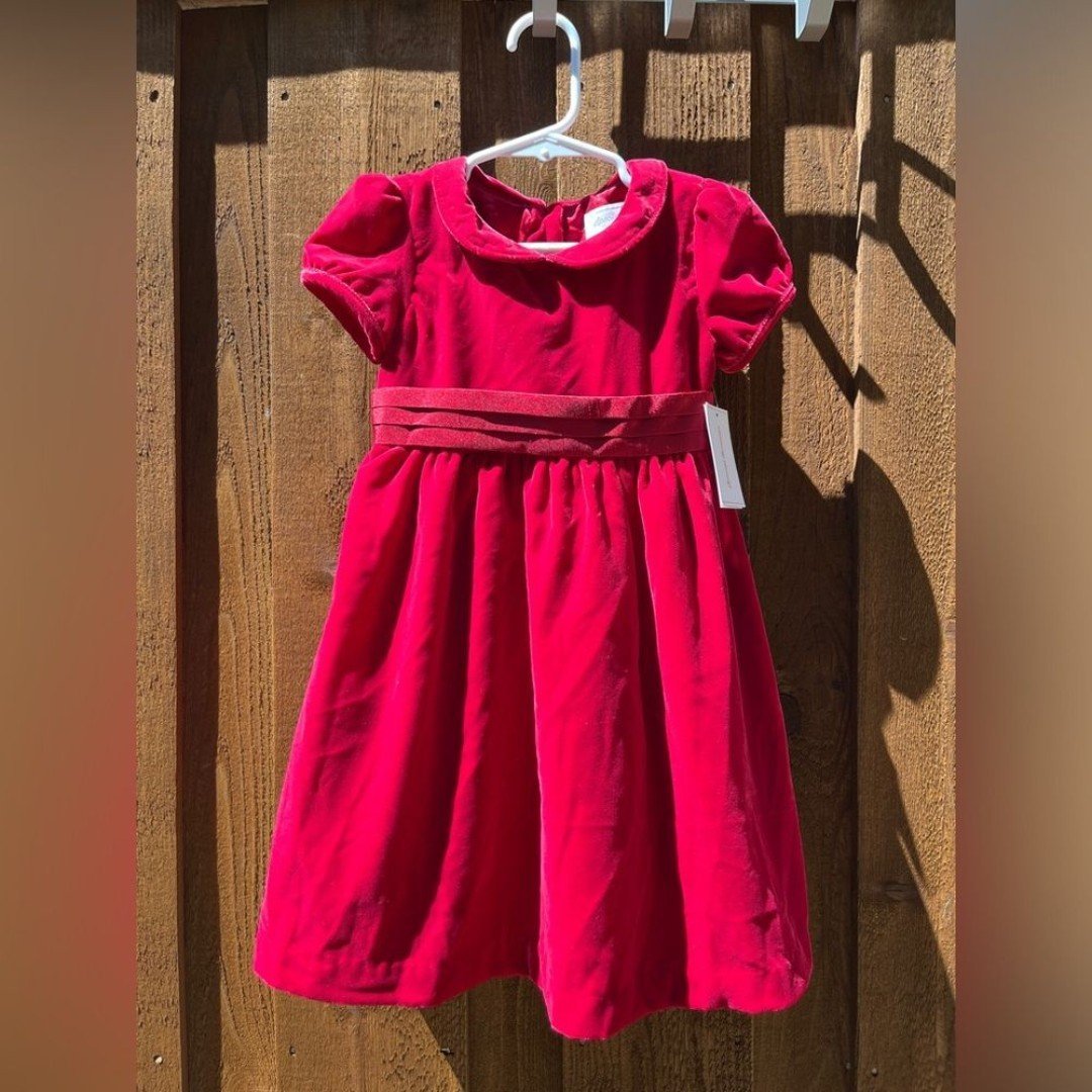 Gymboree Girls Red Velvet Peter Pan Special Occasion Holiday Dress Size 2T NWT