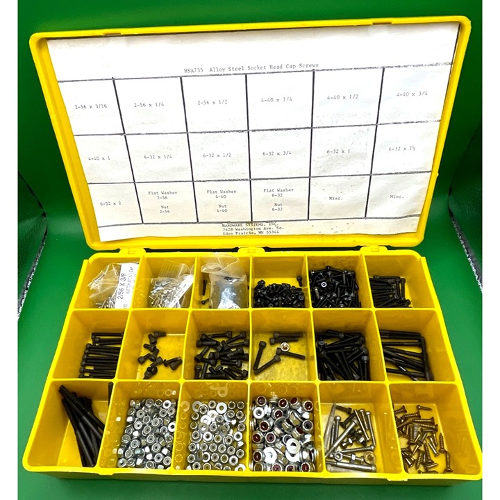 Assorted Vintage Alloy Steel Socket Head Cap Screws Hardware Kit Organizer Box