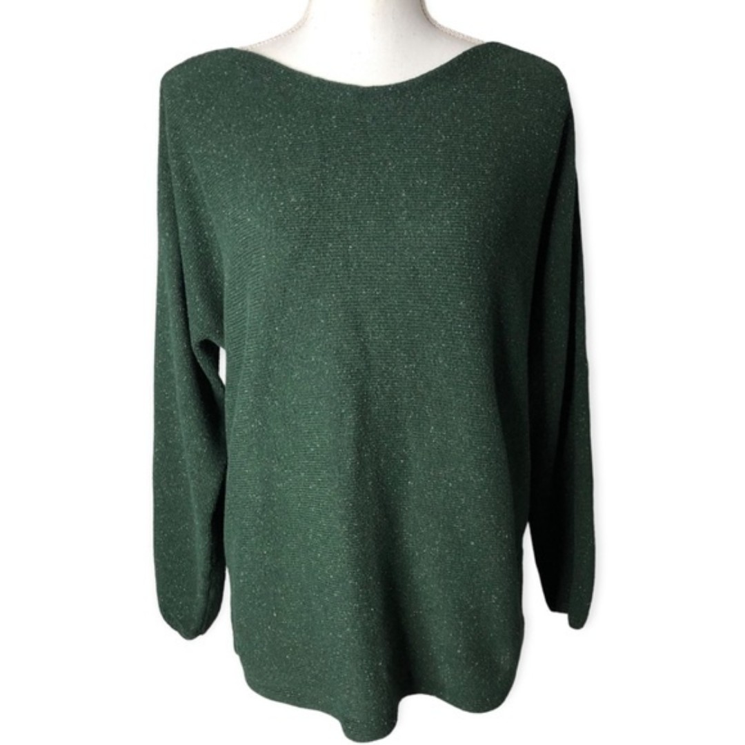J. Jill Petite Pebbled Ribbed Knit Silk Blend Long Sleeve Pullover Sweater