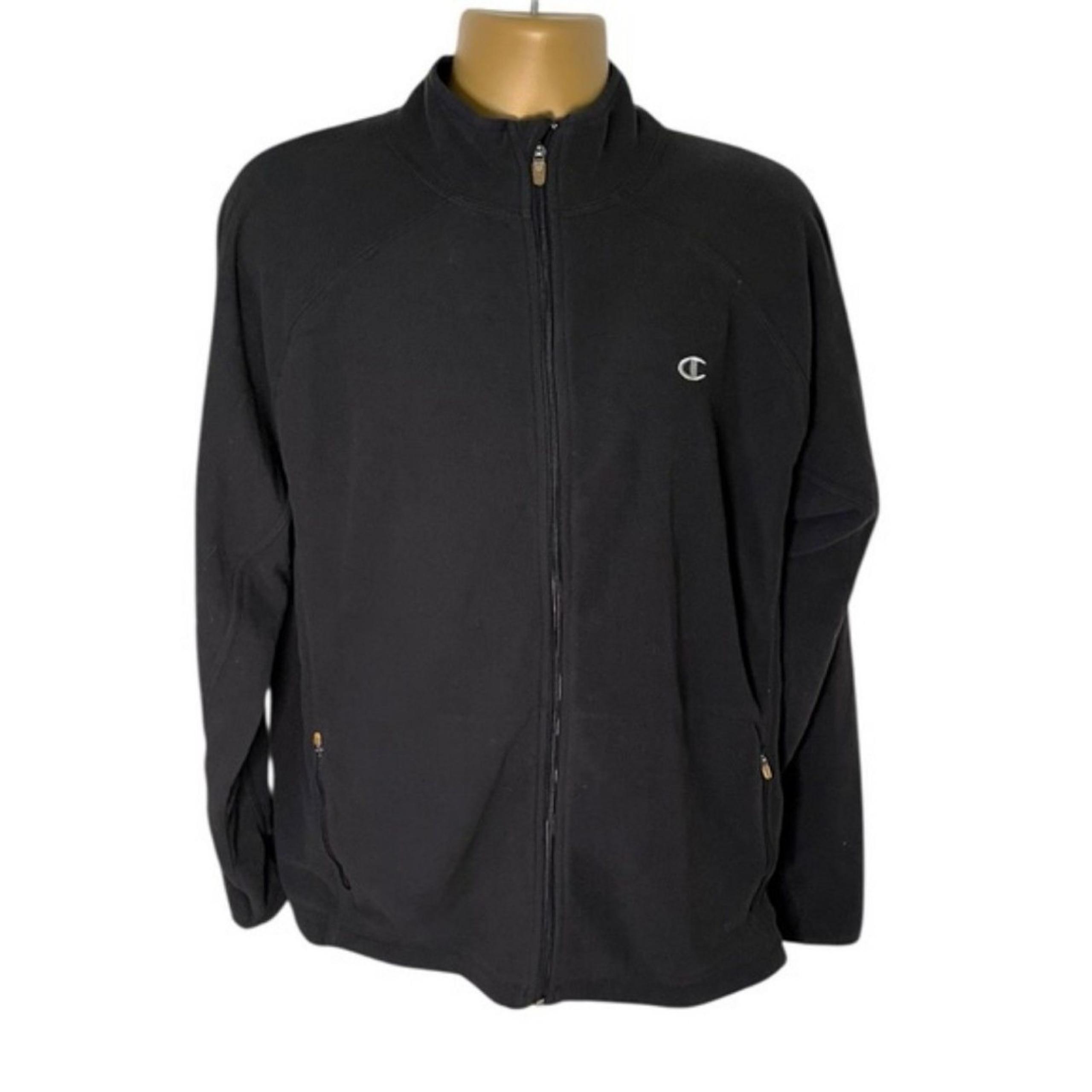 Vintage Y2K Champion Fleece Full Zip Jacket Black L