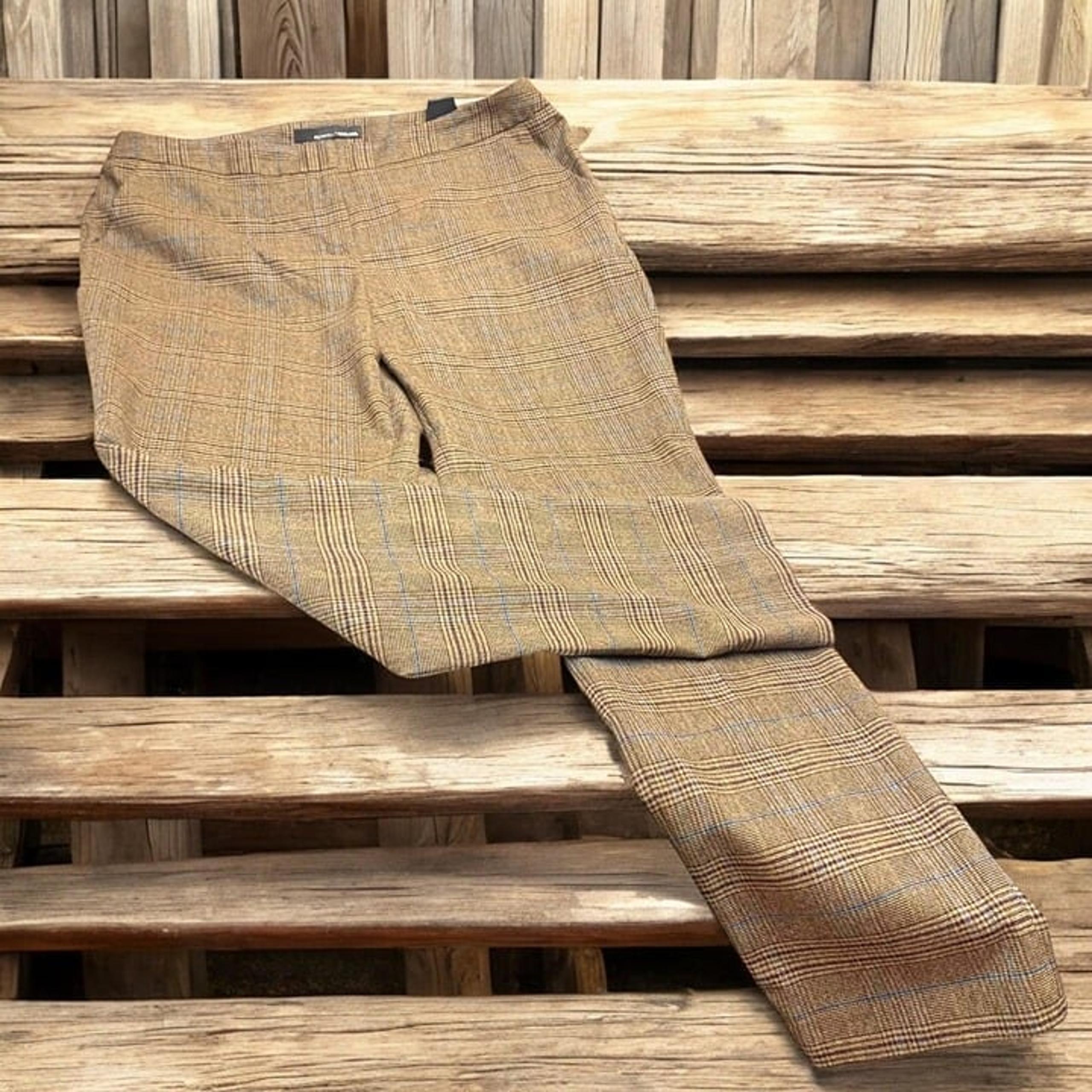 Amanda + Chelsea Brown Plaid Narrow Leg Modern Fit Trousers