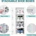 12pcs Transparent Shoe Boxes, Stackable Clear Plastic Shoes Storage Box