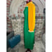 Maxi dress 1970s boho green yellow marigold bright lace