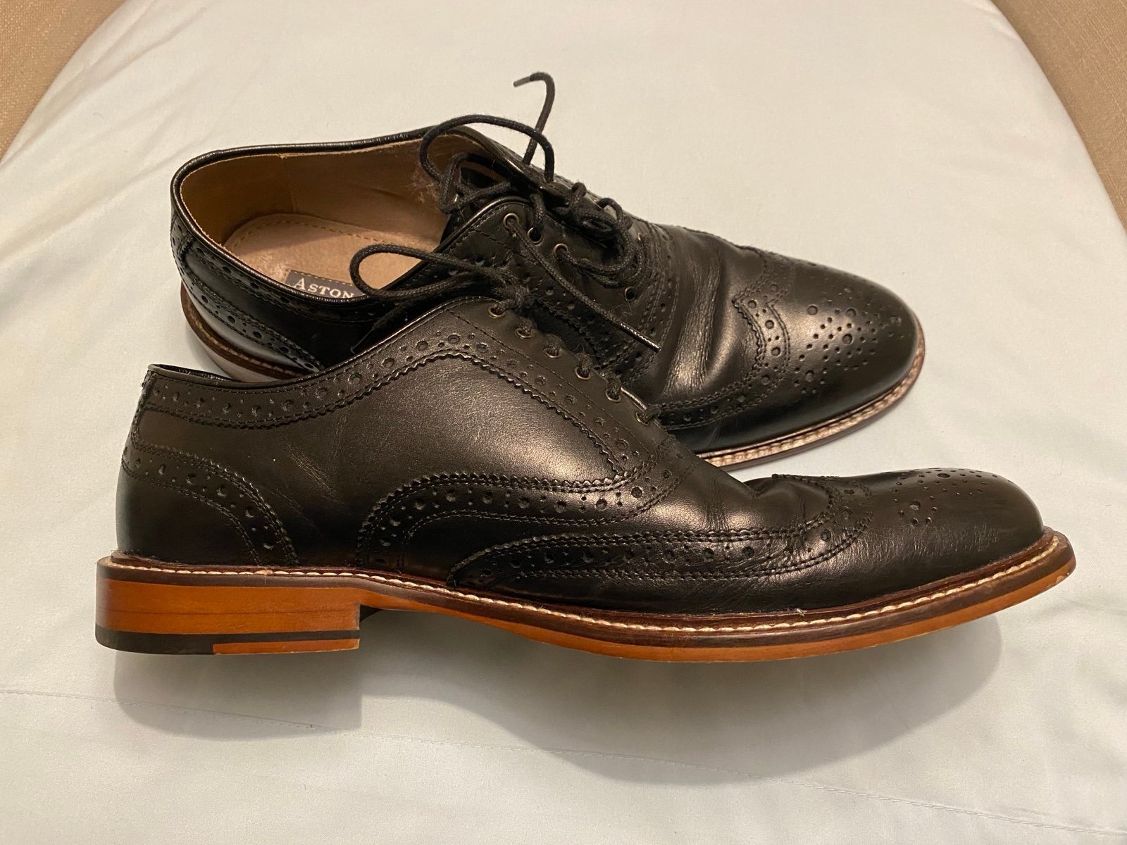 Aston Grey Collection Boyle Oxford Wingtip Dress Shoe Brown Leather Mens Size 11