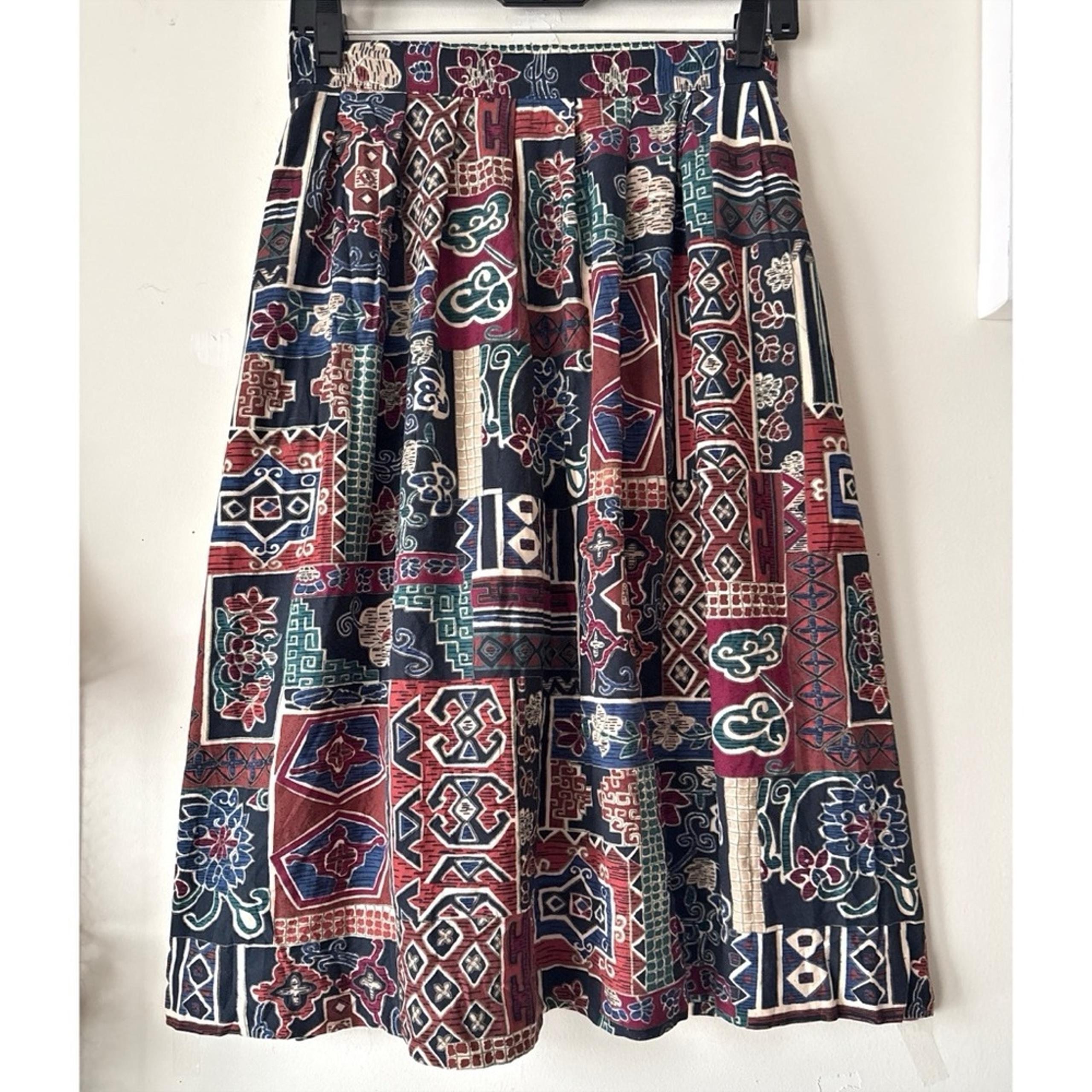 Requirements 90s Colorful Bohemian Patterned A-Line Skirt w/ Pockets Size Small