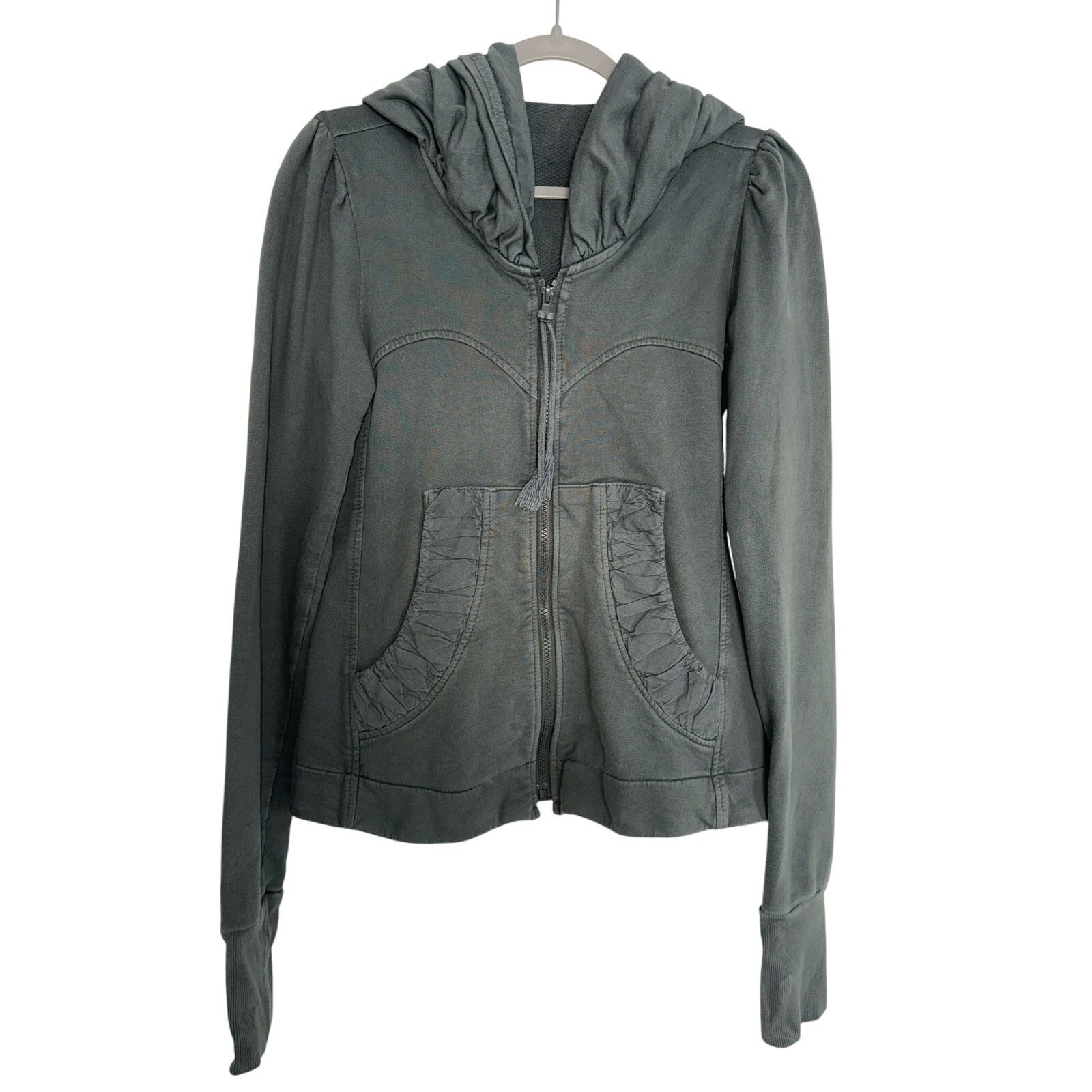 Prairie Underground Green Short Cloak Zip-Up Hoodie - size Small