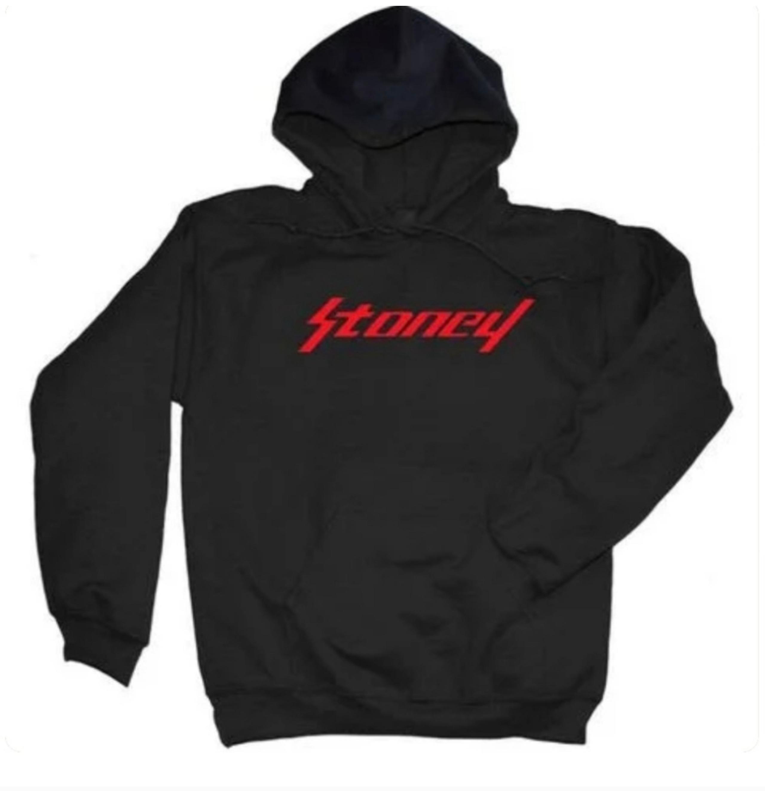 Men’s size medium Post Malone Stoney hoodie merch black hoody logo tour concert