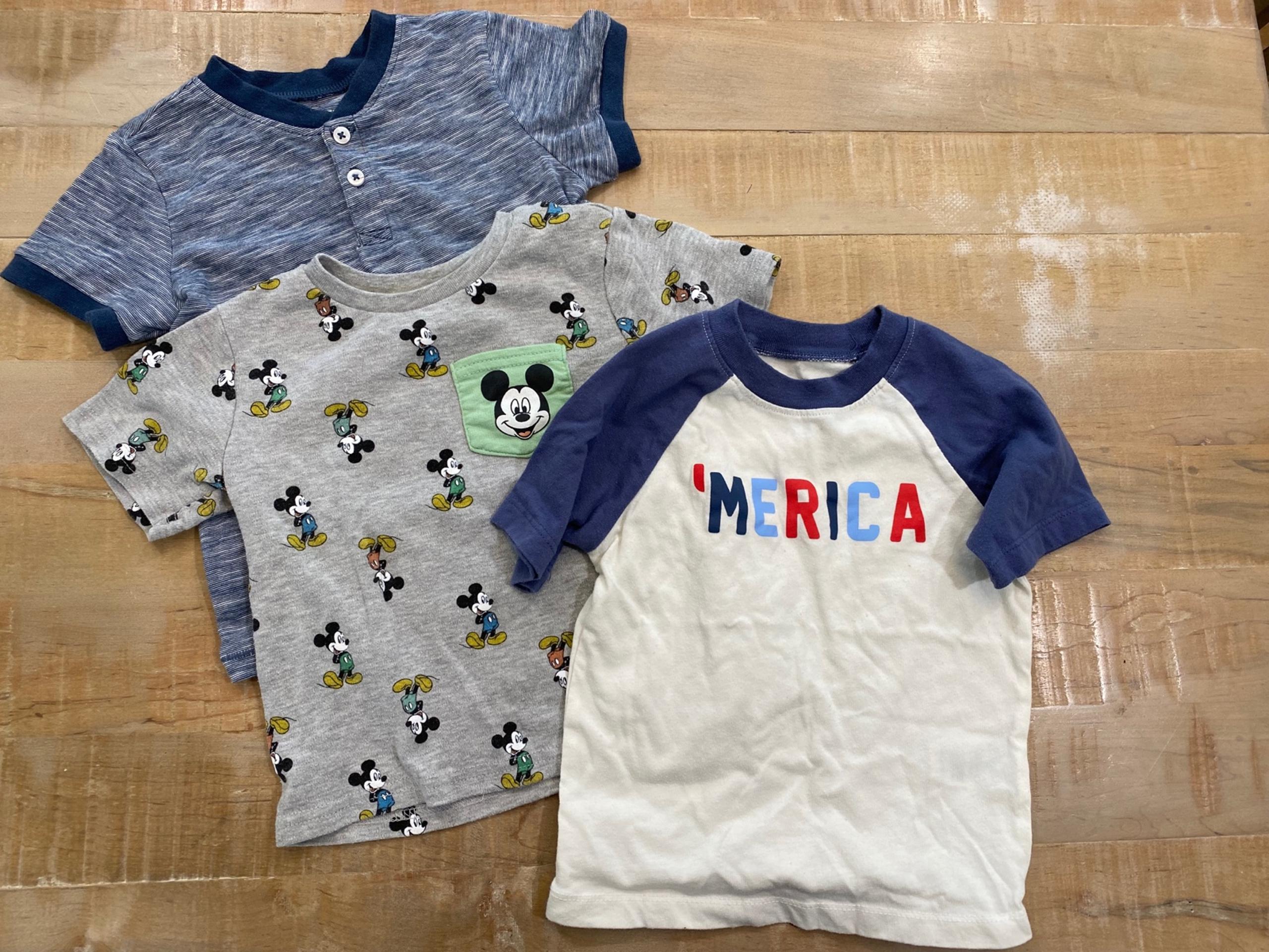 3 toddler boys tee shirts Disney Mickey Mouse 10 Threads ‘Merica Joe Fresh