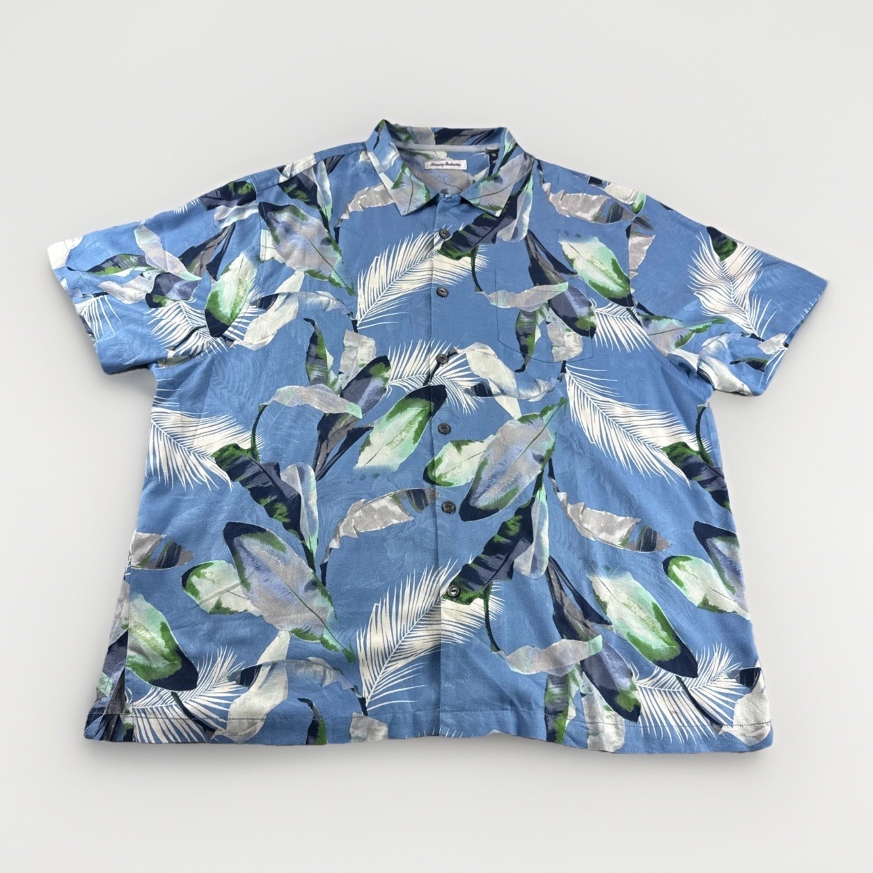 Tommy Bahama Silk Hawaiian Shirt Mens XXL Floral Short Sleeve Loop Collar Camp