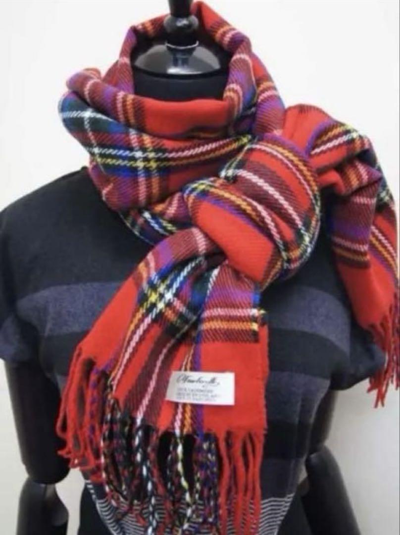 100% Cashmere UK talk of the town new arrival 25 madras red circle*:..