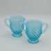 Fenton Hobnail Blue Opalescent Milk Glass CREAMER & SUGAR Demitasse Vintage Set