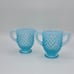 Fenton Hobnail Blue Opalescent Milk Glass CREAMER & SUGAR Demitasse Vintage Set