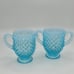 Fenton Hobnail Blue Opalescent Milk Glass CREAMER & SUGAR Demitasse Vintage Set