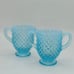 Fenton Hobnail Blue Opalescent Milk Glass CREAMER & SUGAR Demitasse Vintage Set