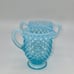 Fenton Hobnail Blue Opalescent Milk Glass CREAMER & SUGAR Demitasse Vintage Set
