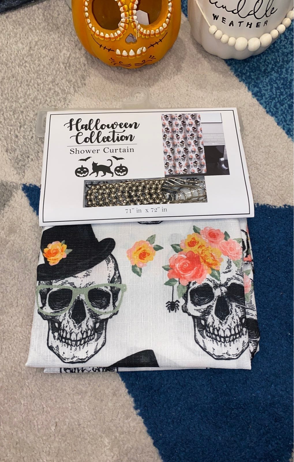 Dia de los muertos Sugar Skull Halloween Shower Curtain