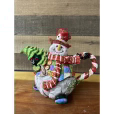 Home Interiors Friendly Snowman Ceramic Teapot 9” Tall