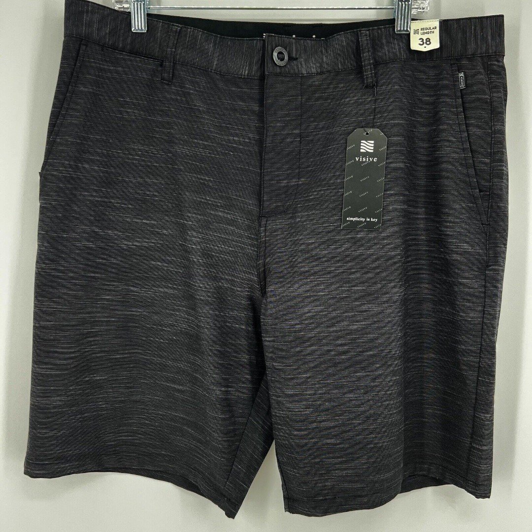 Visive NWT Sz 38 All In One Mens Hybrid Quick Dry Stretch Board Shorts Slub Gray