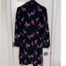Tucker Silk Dress Black with Pink and Red Deer Print belted size medium /pb1