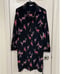 Tucker Silk Dress Black with Pink and Red Deer Print belted size medium /pb1