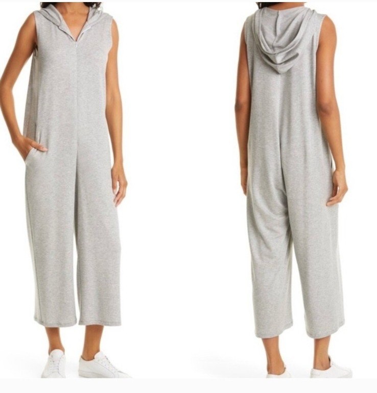 Eileen Fisher Hooded Sleeveless Terry Jumpsuit Size XS