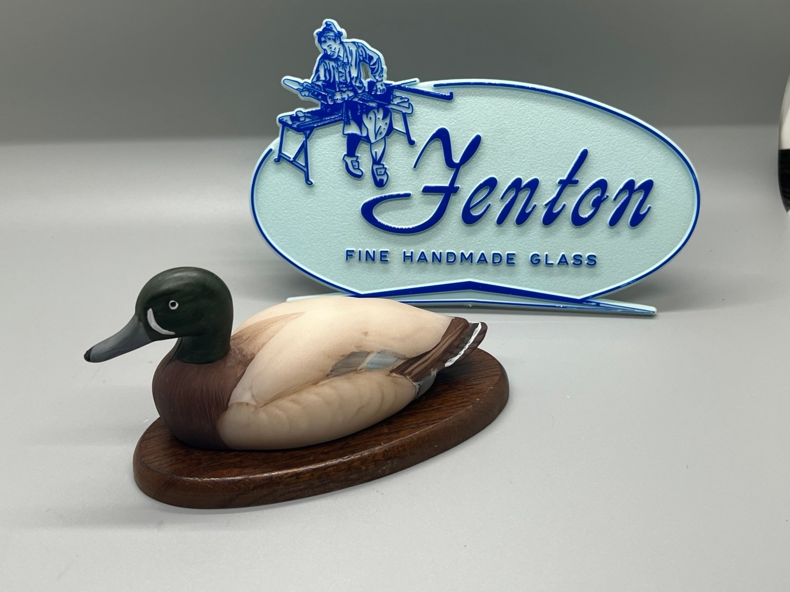 Fenton Glass Mallard Duck Hand Painted By Marilyn Wagner Canvasback.