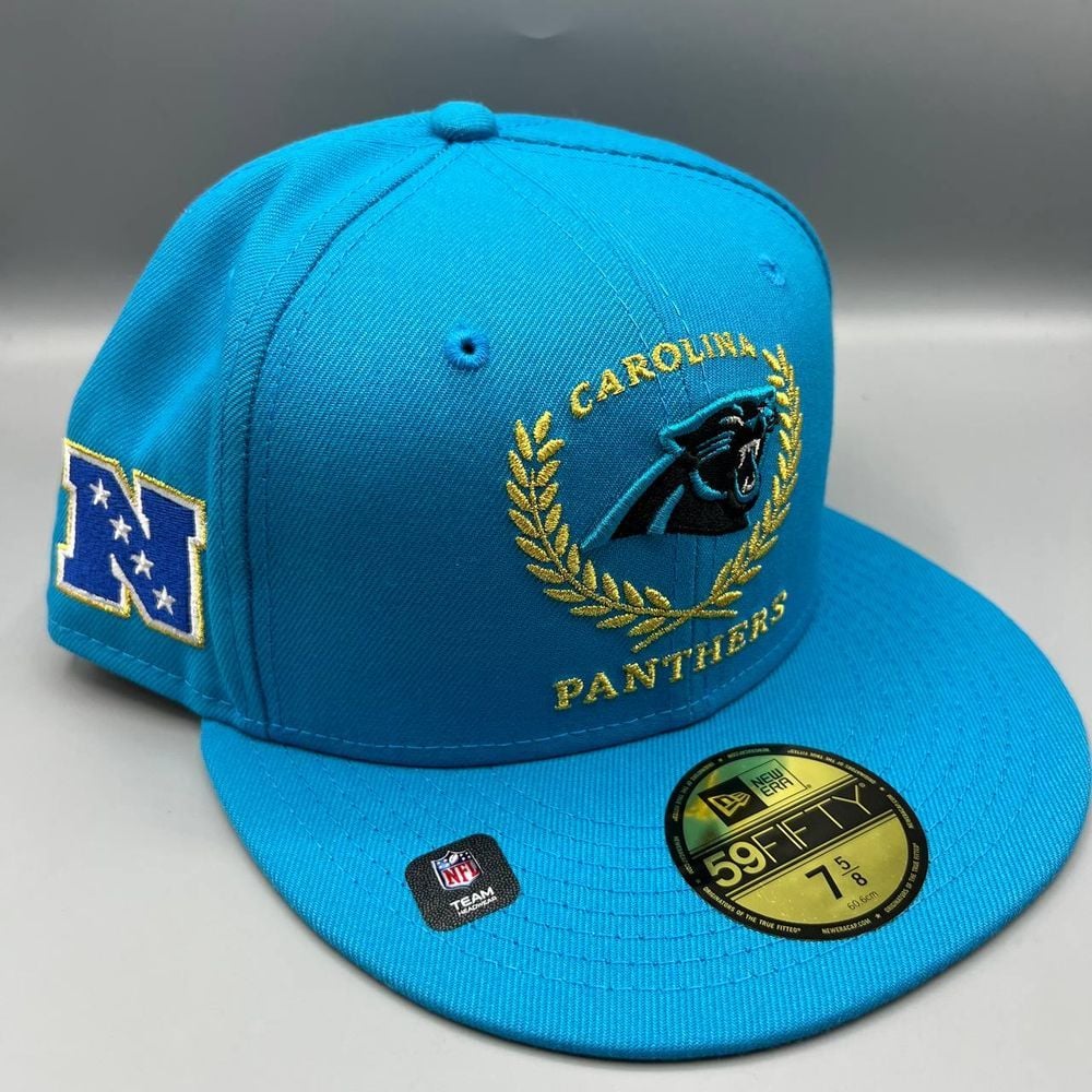 Carolina Panthers Hat Men 7 5/8 Blue Gray 59Fifty New Era NFL Fitted Cap