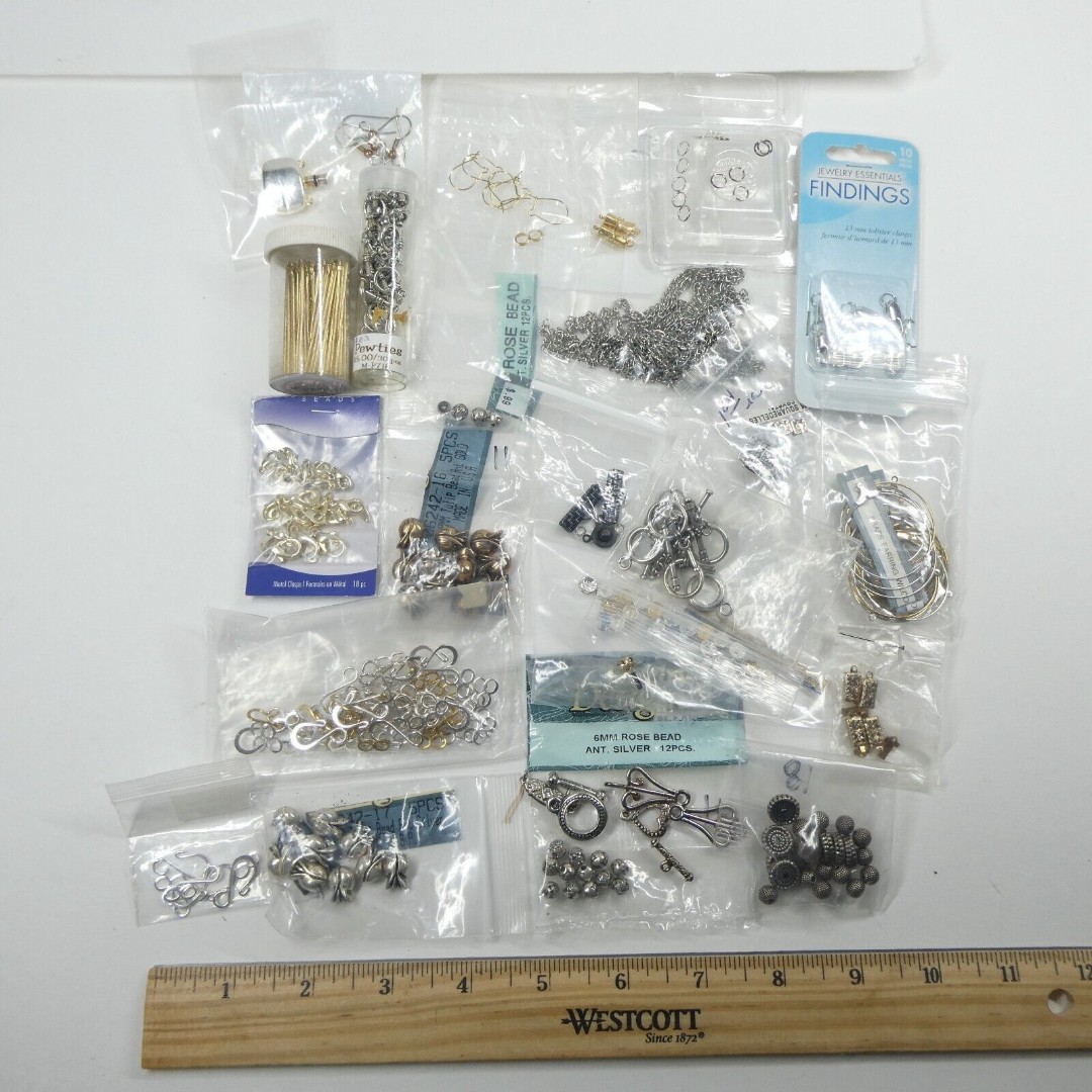 Jewelry Making Lot - Findings & Clasps - Silvertone Goldtone Mixed Lot Earrings