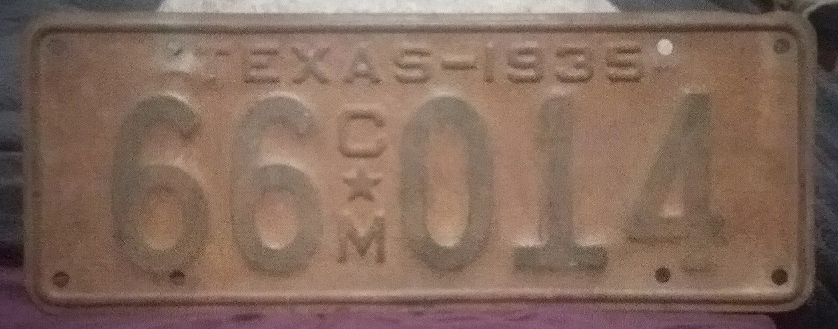 Rare 1935 Texas license plate