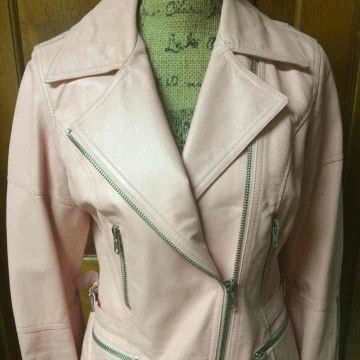 Together/Pink Leather MOTO Jacket