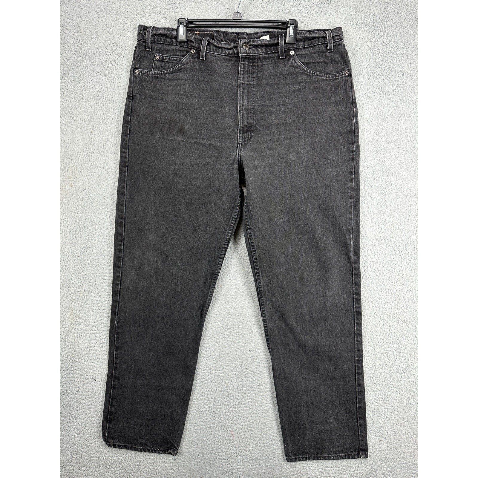 Levis 550 Relaxed Fit Jeans Men 42X32 Black Distressed 5 Pocket Orange Tab Denim