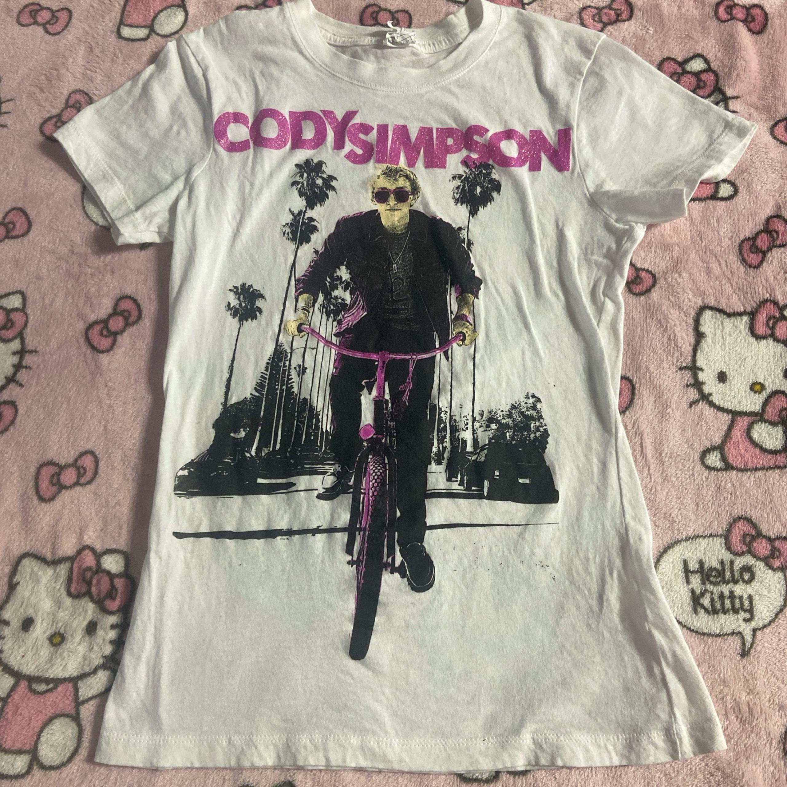 trashy y2k mcbling iconic glittery pink cody simpson baby tee!