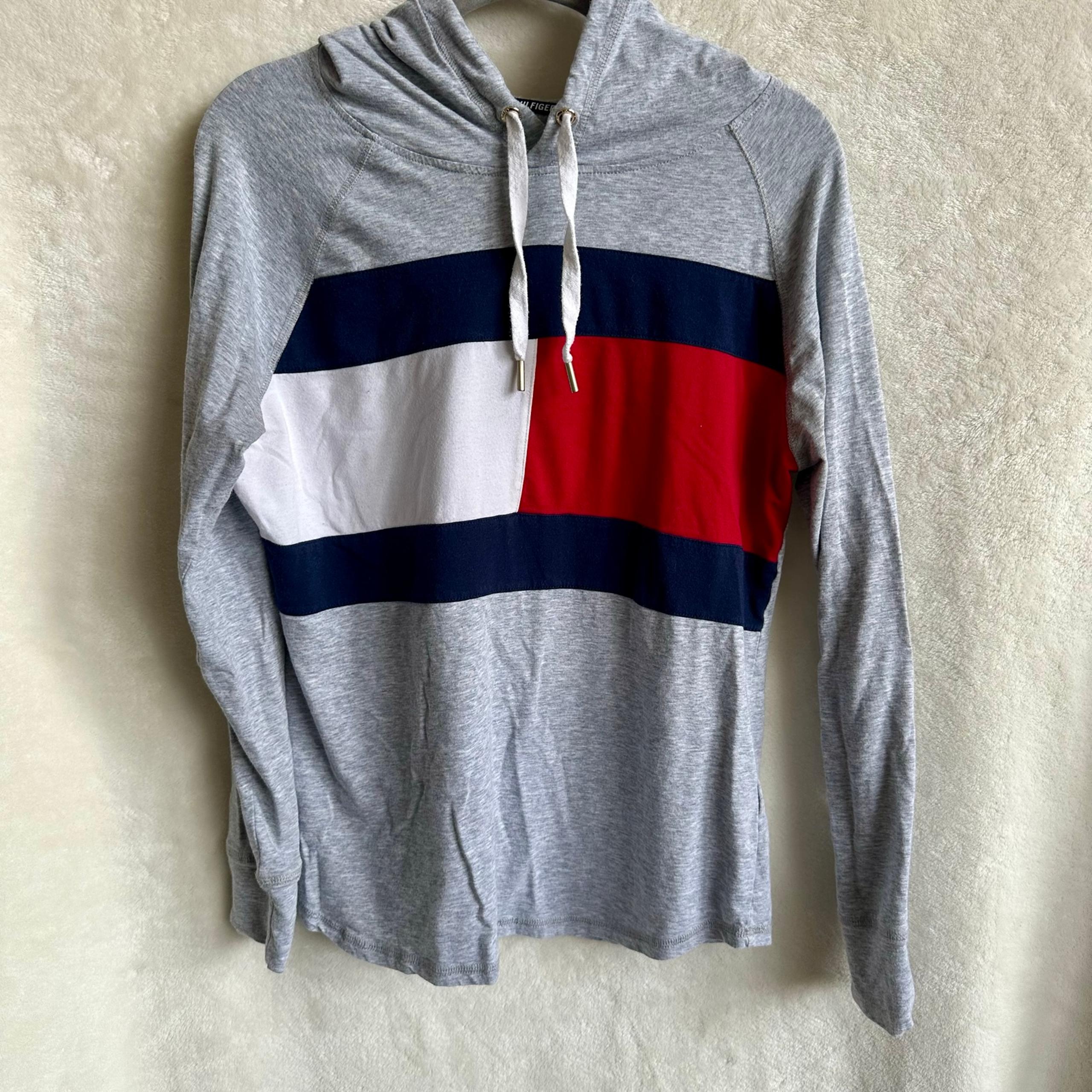 Tommy Hilfiger Sport Women's Lightweight Gray Long Sleeve Hoodie Sz Small