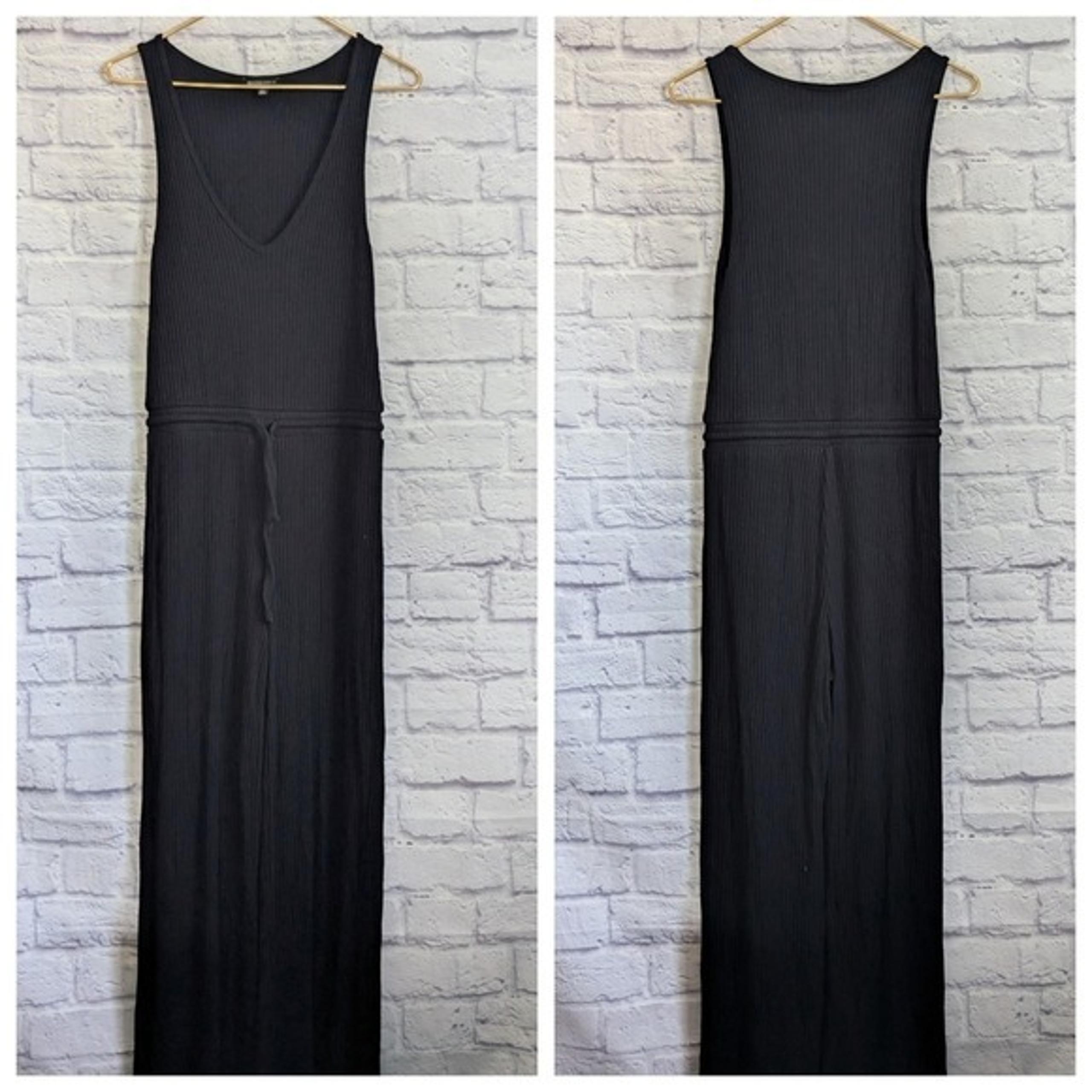 Beyond Yoga Jetsetter Jumpsuit XS Black Ribbed Wide Leg Loungewear Travel