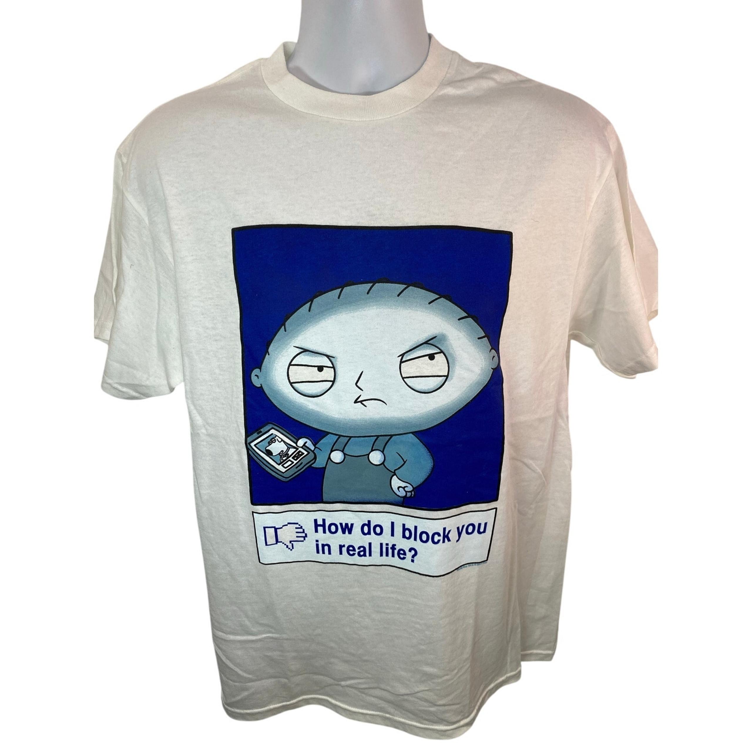 Family Guy Vintage "How Do I Block You In Real Life" Men's Cotton T-Shirt Sz L
