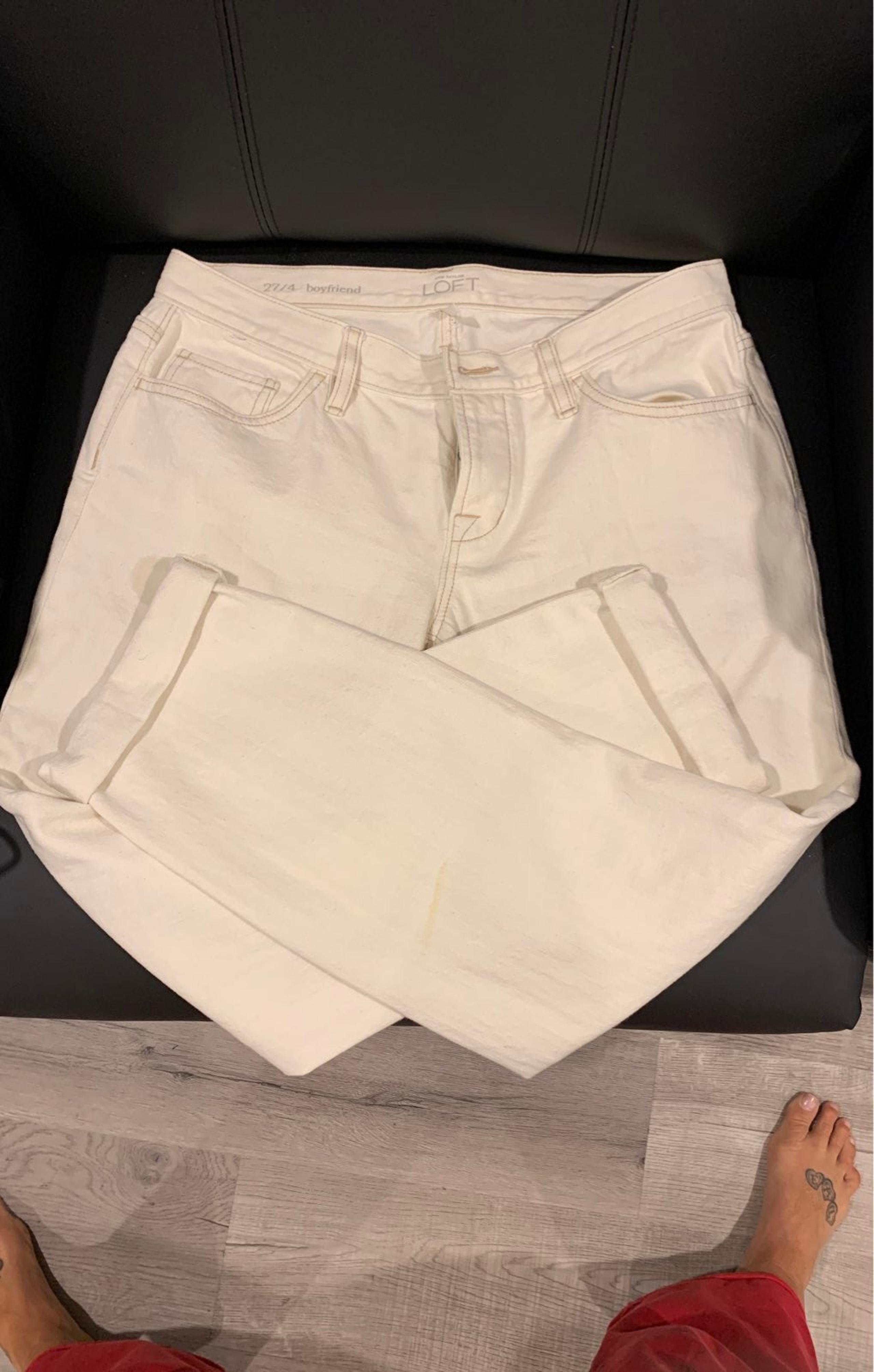 LOFT Boyfriend Button Down Beige Jeans