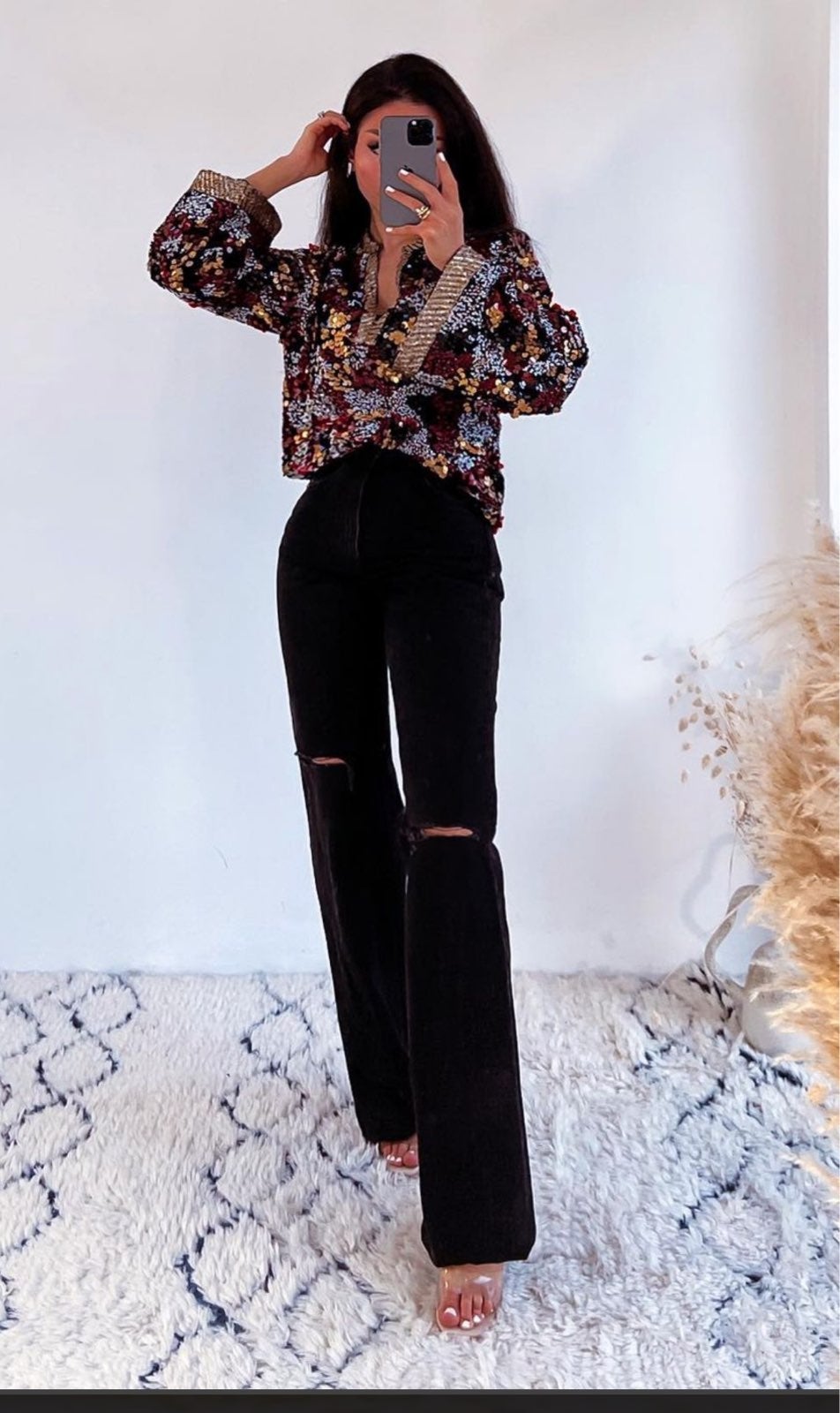 Zara black ripped wide leg jeans( size 2)