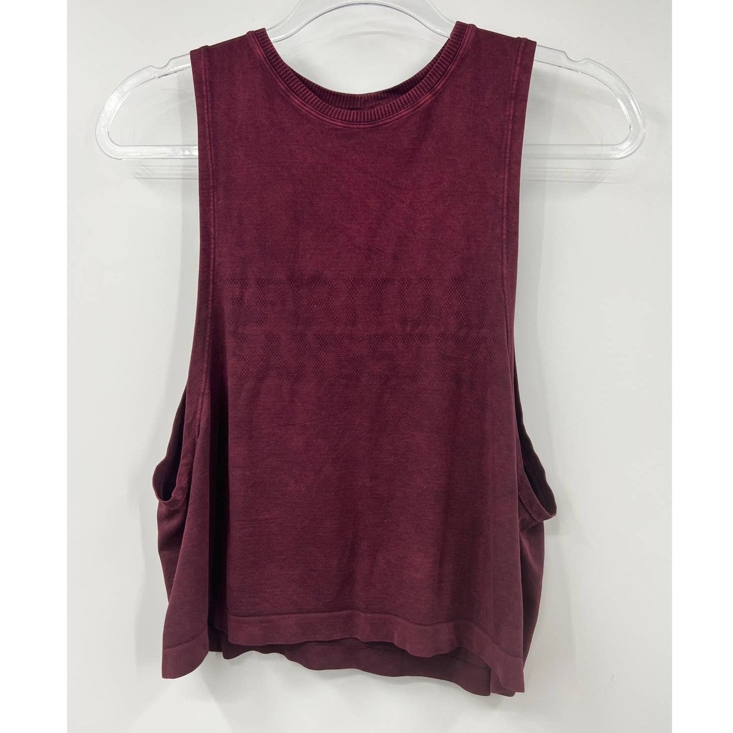 Spiritual Gangster Women's Sportswear Top Tank Sleeveless Burgundy Size XS-S