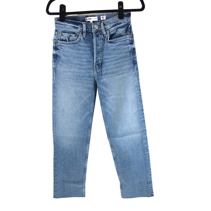 Re/Done Womens Jeans High Rise Stove Pipe Stretch Light Stone Wash Button Fly 26