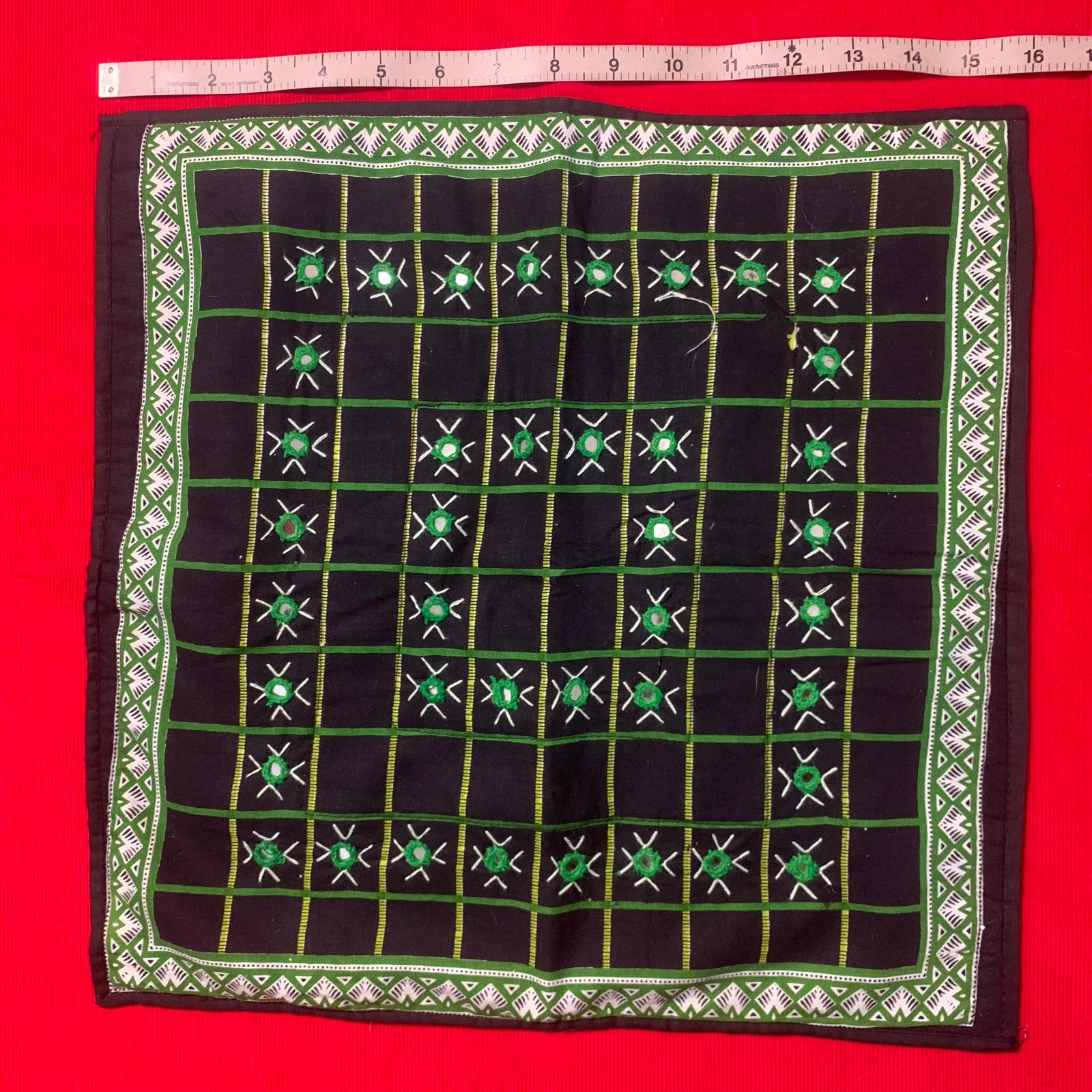 Black & Green Embroidered Mini Mirrors Small Decor Accent Pillowcase Sham