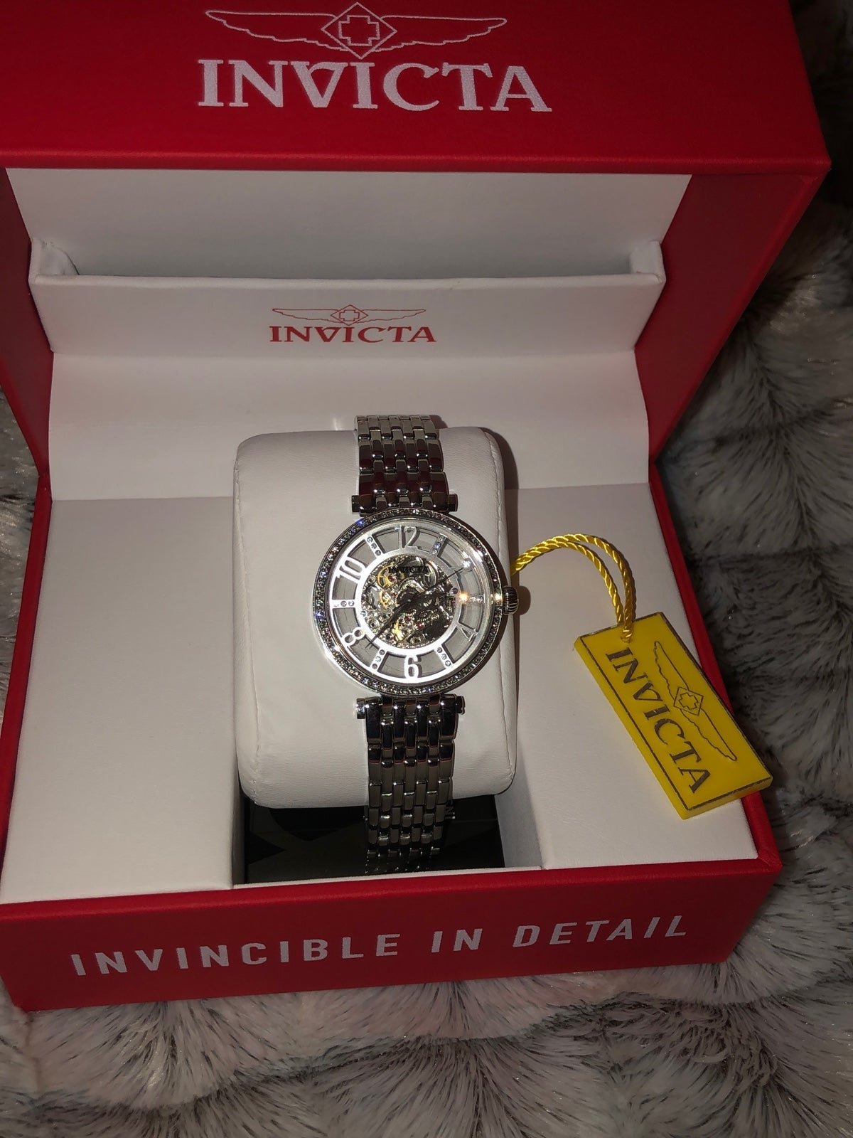 Invicta Women’s Silvertone Objet d’ Art Openwork Bracelet Watch NWT