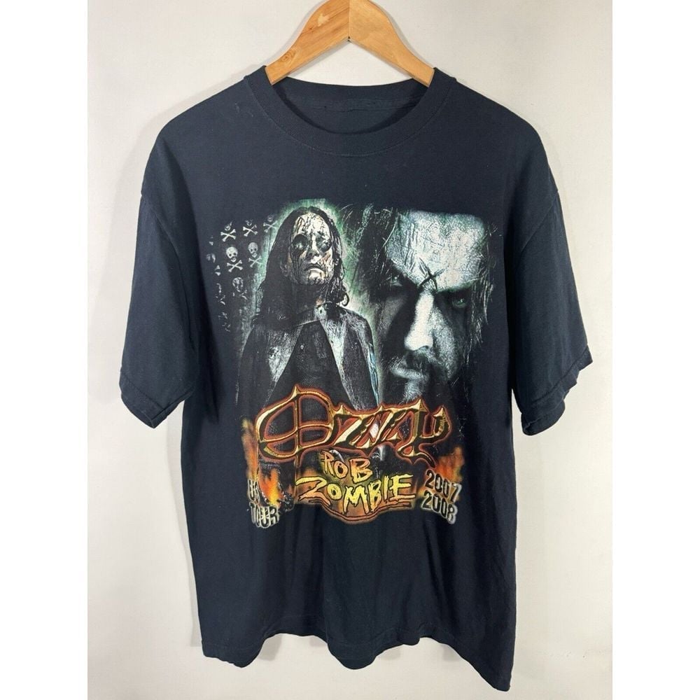 Ozzy Ozbourne Rob Zombie Unisex Large Short Sleeve US Tour Tee 2007-2008 RARE
