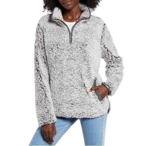 Thread & Supply Wubby Fleece Quarter Zip Pullover Cream Size Small