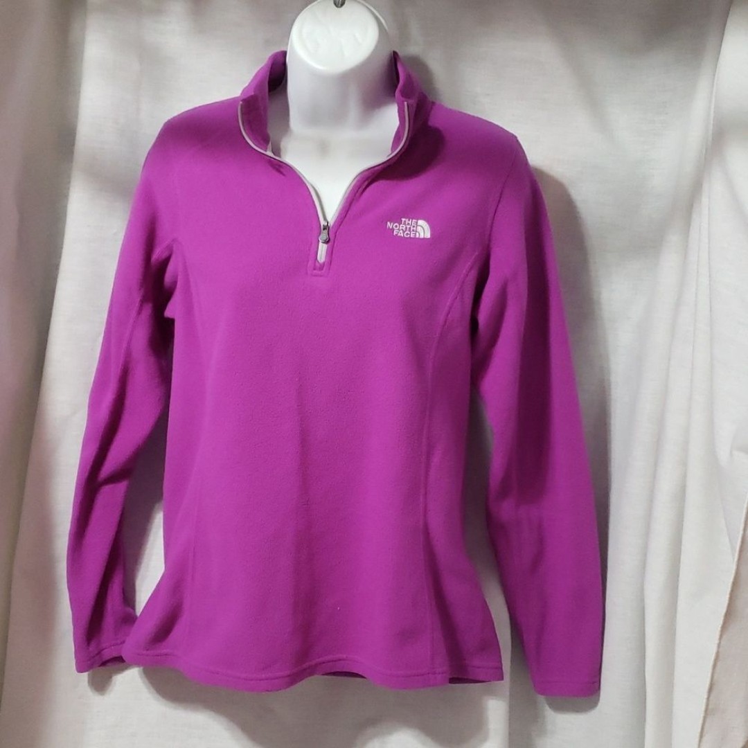 North Face EUC Hot Pink Brushed Fleece Pull-Over 3/4 Zip Jacket. Size M