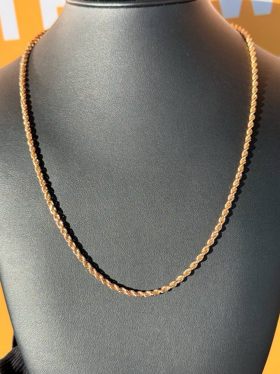 10k solid Rose Gold Rope 22” Chain necklace 15.4 grams 3.5mm