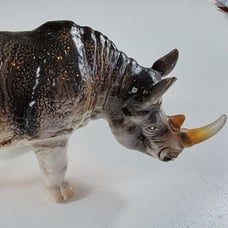VinPorfin Cluj-Napoca, figurine / sculpture, rhinoceros, porcelain, Romania. Fla